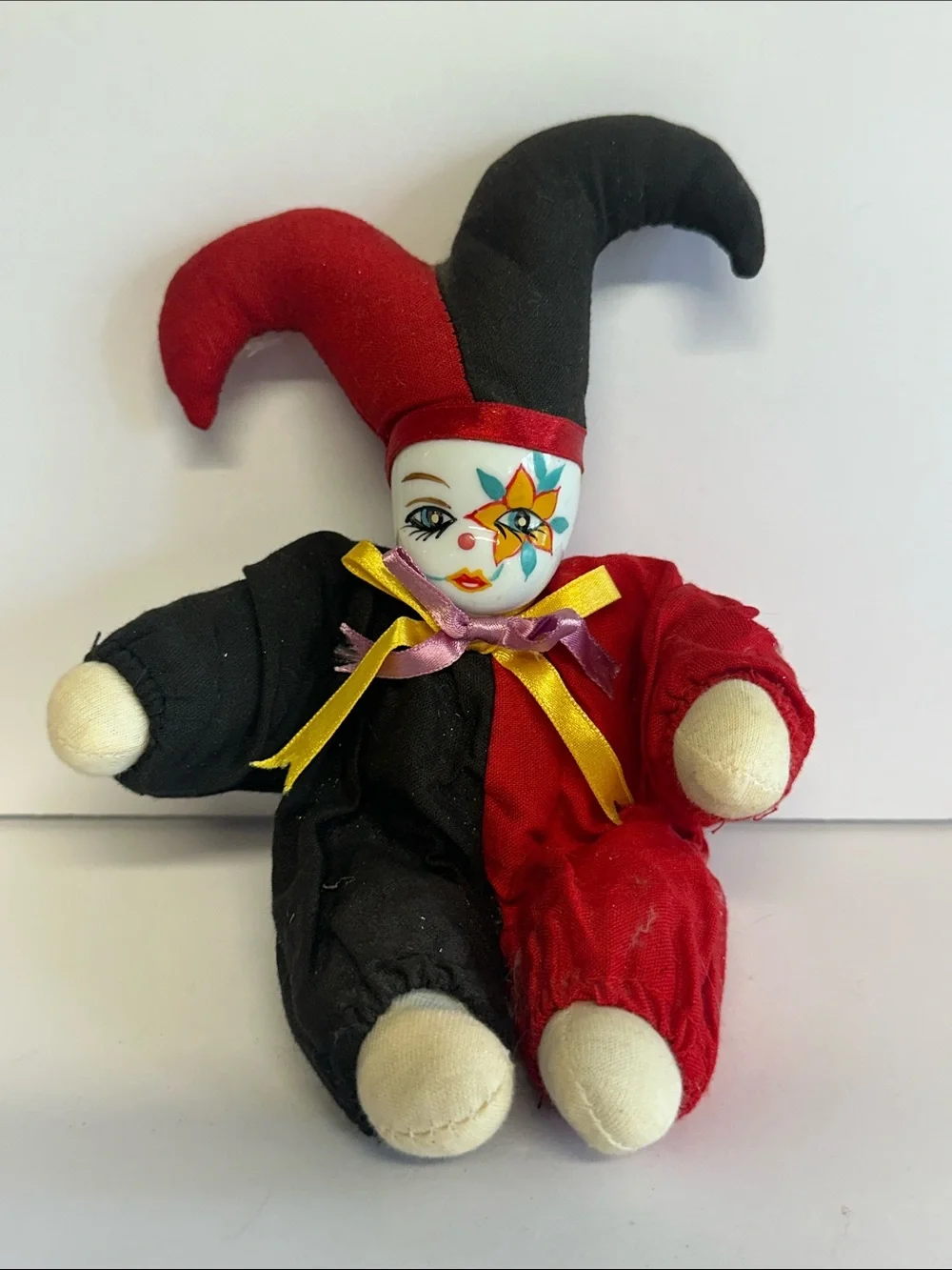 Handmade Jester Doll Plush Toy - Red & Black
